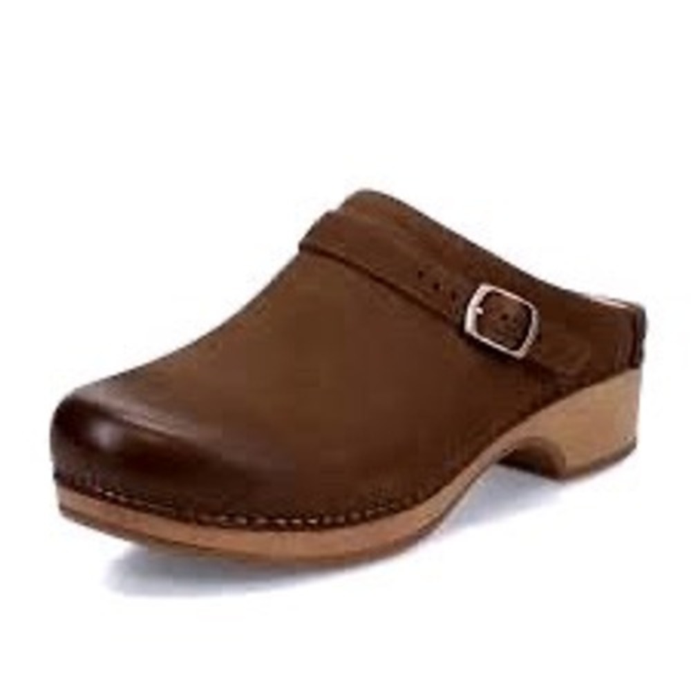 Dansko Berry Brown Leather Slingback Clog Mules Women 37 boho rustic comfort